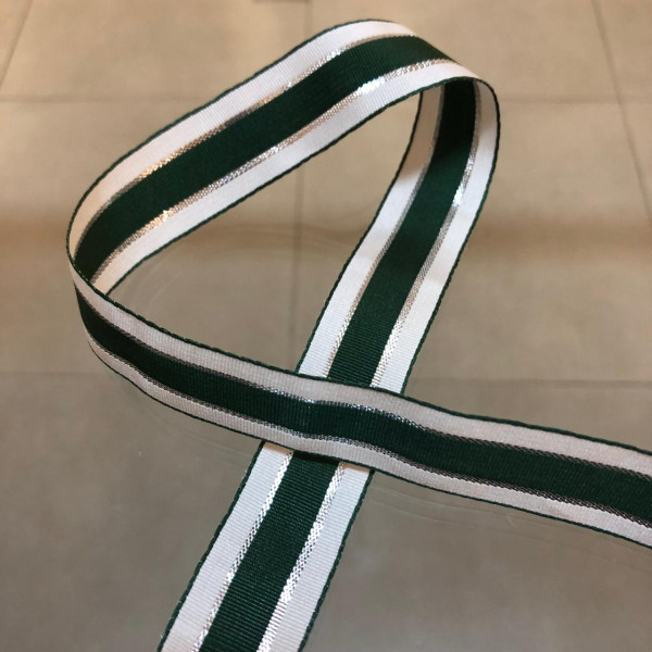 Fita Galão - Verde / Branco / Prata - 2,3cm - 544